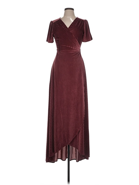 Baltic Born Dresses & Skirts - NWT Baltic Born Burgundy Ribbed Velvet Wrap Maxi Dress